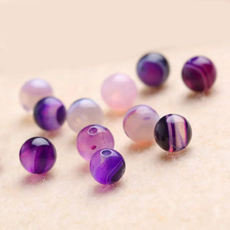 

4A натуральный фиолетовый белый Агат, кварц, кристалл, одиночная бусина, DIY бусины для изготовления ювелирных изделий