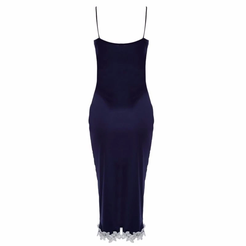 

Women Sleeveless Spaghetti Shoulder Straps Dress Party Prom Lace Midi Dresses D08E