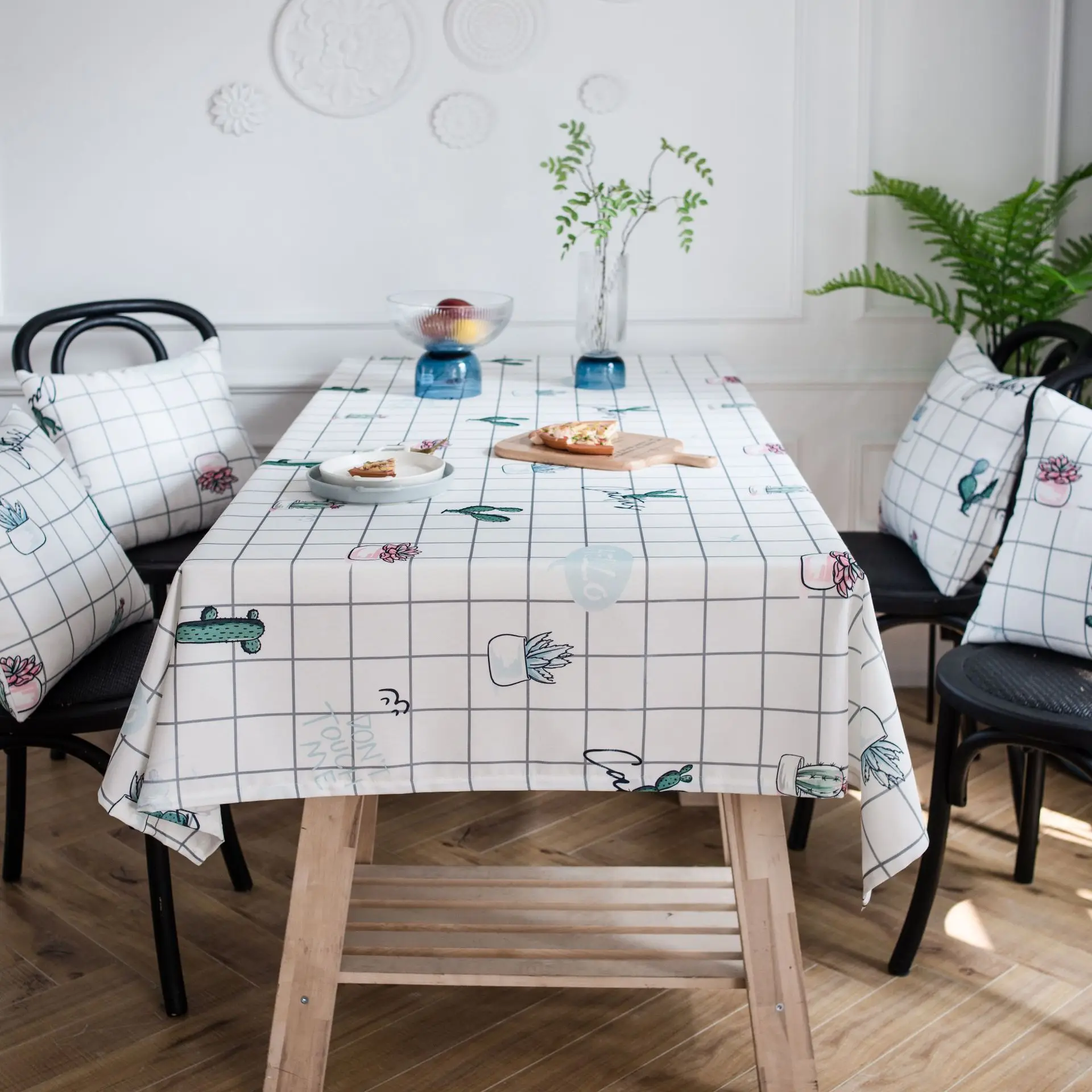 Новая Водонепроницаемая полиэфирная прямоугольная скатерть в белую клетку с