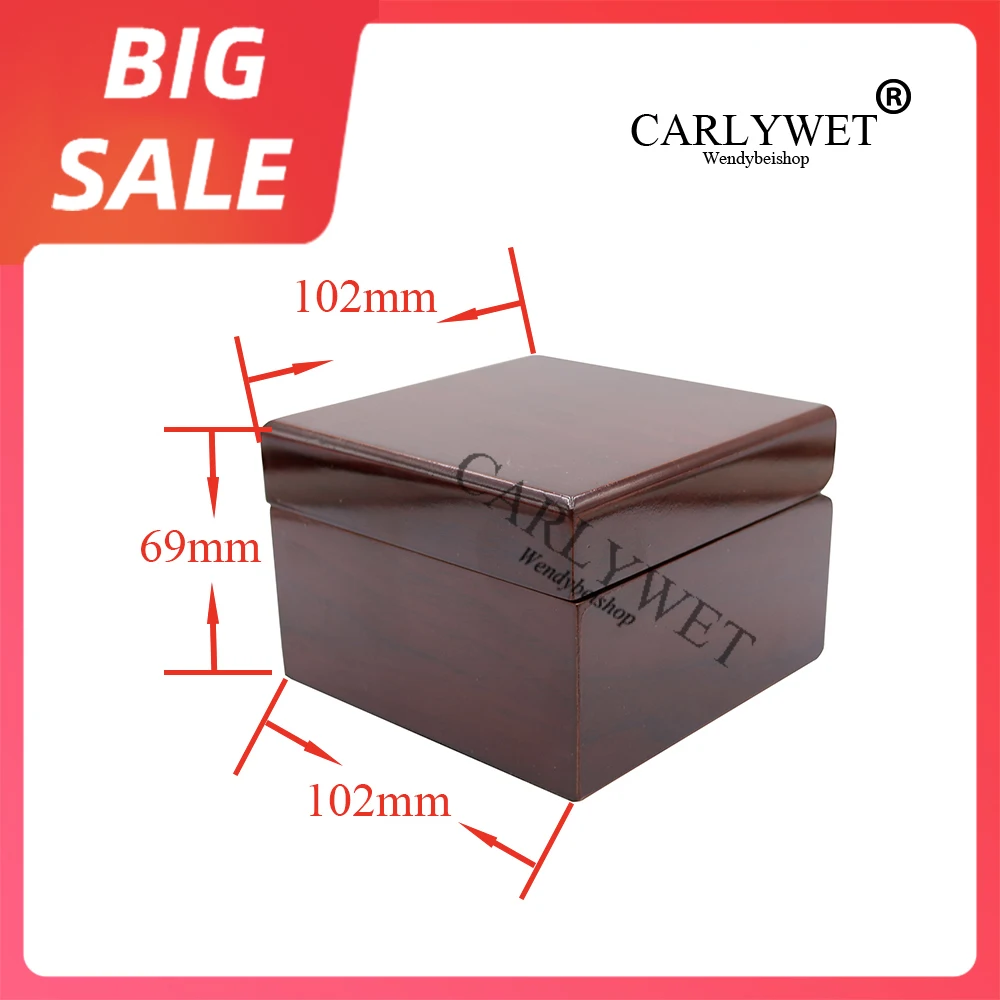 

CARLYWET Top Fashion Luxury Wood Brown Watch Box Jewelry Storage Case Gift Box With Pillow For Rolex Omega IWC Breitling Tudor
