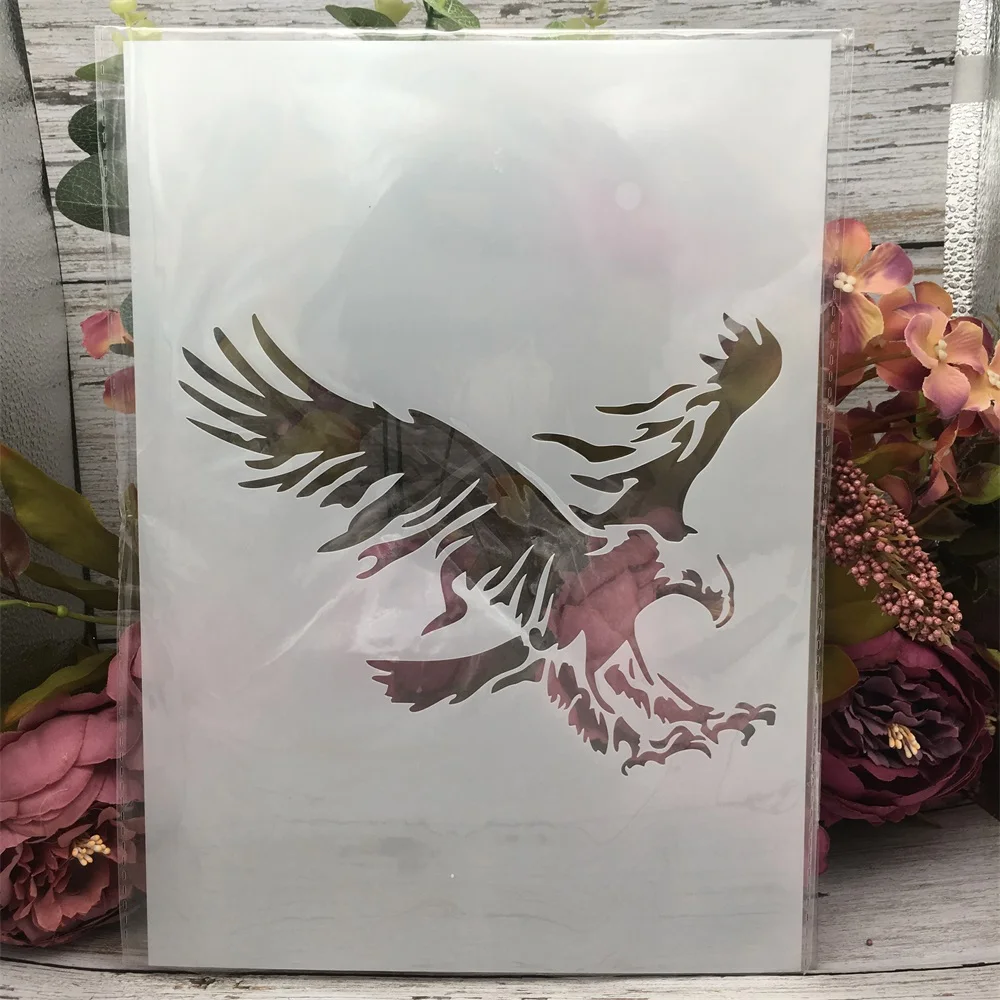 

1Pcs A4 29cm Eagle Prey Bird DIY Layering Stencils Wall Painting Scrapbook Coloring Embossing Album Decorative Template