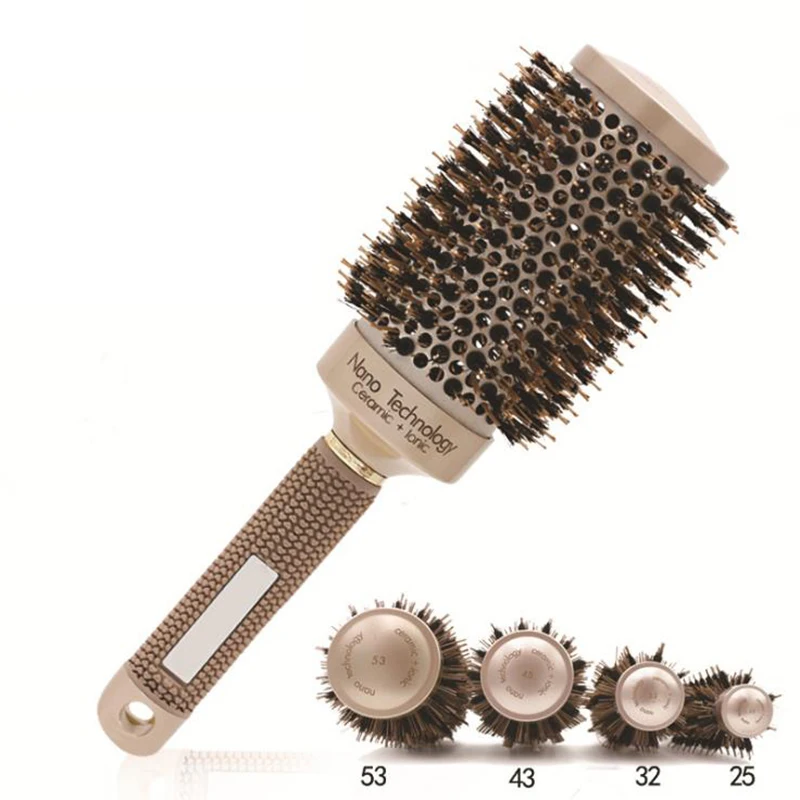 

Ceramic Iron Barrel Aluminium Round Salon Tangle Curling Nylon Hair Comb Round Hair Drying Comb Salon Styling Hairdressing Tools