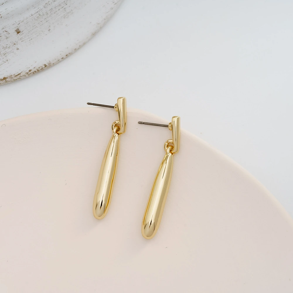 

Punk Simple Style Gold/Silver Plated Lighting Long Exaggerated Square Geometric Teardrop Dangle Stud Earring for Women men