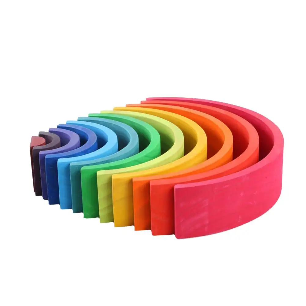 

12PCS Rainbow Blocks Beautiful Wooden Stack Toys for Children Growth