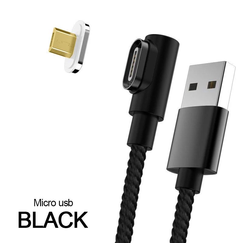 Магнитный кабель VOXLINK Micro usb type C, адаптер для быстрой зарядки телефона, Microusb type-C, магнитное зарядное устройство usb c для iphone samsung S8 9 - Цвет: Black for Micro