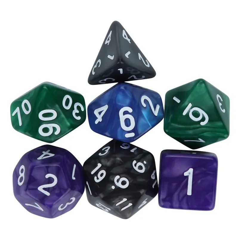 7 шт. наборы игральных костей 100% абсолютно новые dados rpg башня для poliedricos TRPG