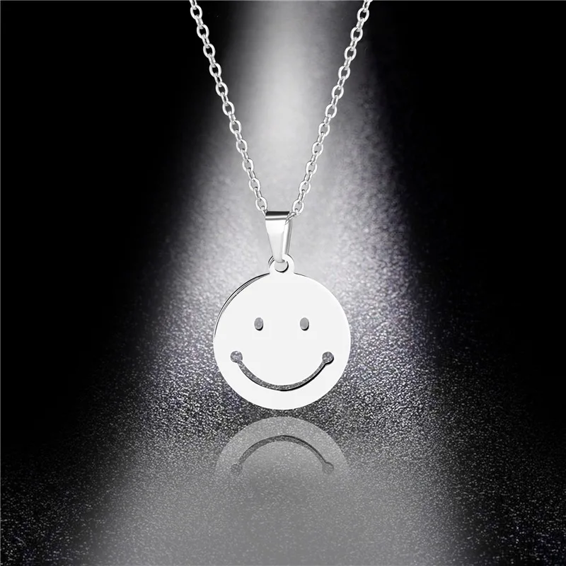 Ожерелье со смайликом из нержавеющей стали на удачу ожерелье с подвеской в виде