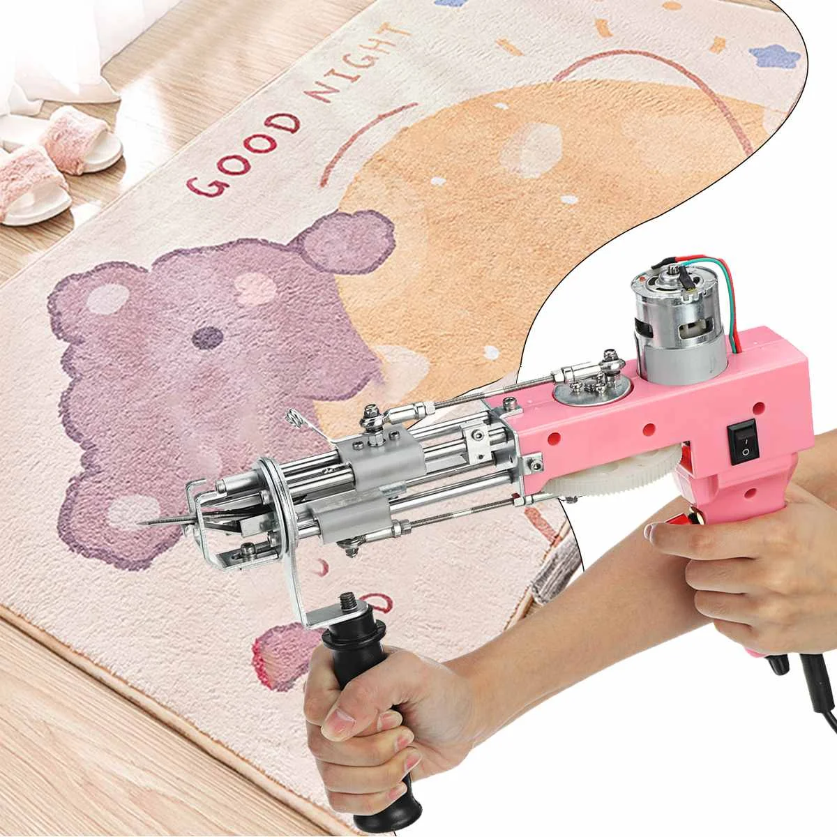 Pistola de Tufting 2 en 1 para hogar, m&aacute;quina de bordado Industrial, alfombra el&eacute;ctrica-4
