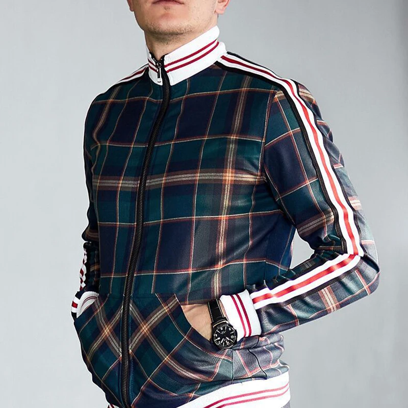 

2021 spring and autumn men's muscle brother sportswear European and American trend 3D printing fitness zipper sweatshirt Slim ca