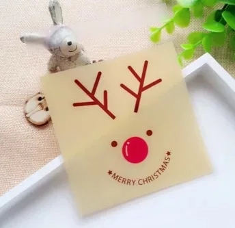 100pcs Рождество Санта Снег торт, печенье, сладости сладкие вечерние Пластиковые Конфеты мешочек для печенья подарочные пакеты подарочные целлофановые пакеты - Цвет: 100pcs