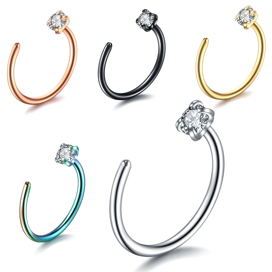 

1Pc Punk U Shaped Septum Ring Piercing Stainless Steel Clip on Fake Nose Ring Hoop Nose Earring Piercing Body Jewelry for Women