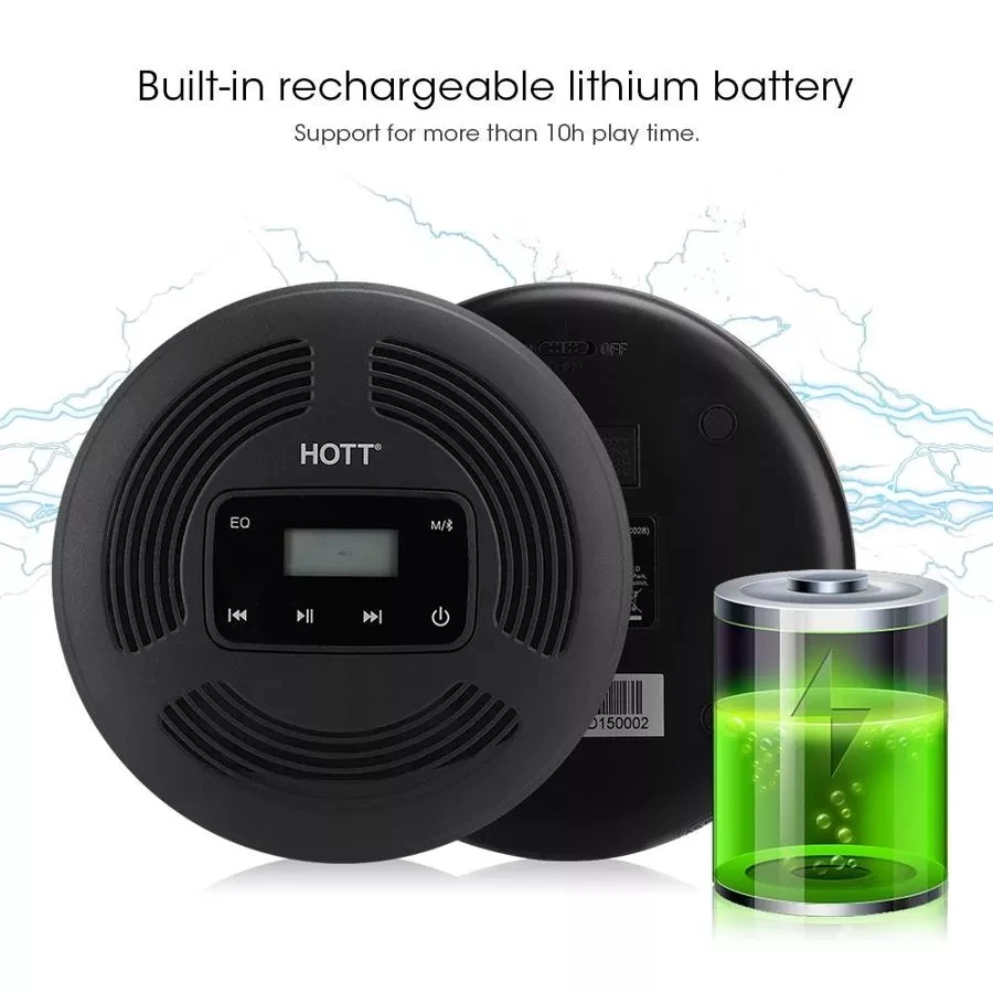 Портативный Перезаряжаемый CD плеер HOTT Bluetooth 5 0 с FM передатчиком сенсорной кнопкой