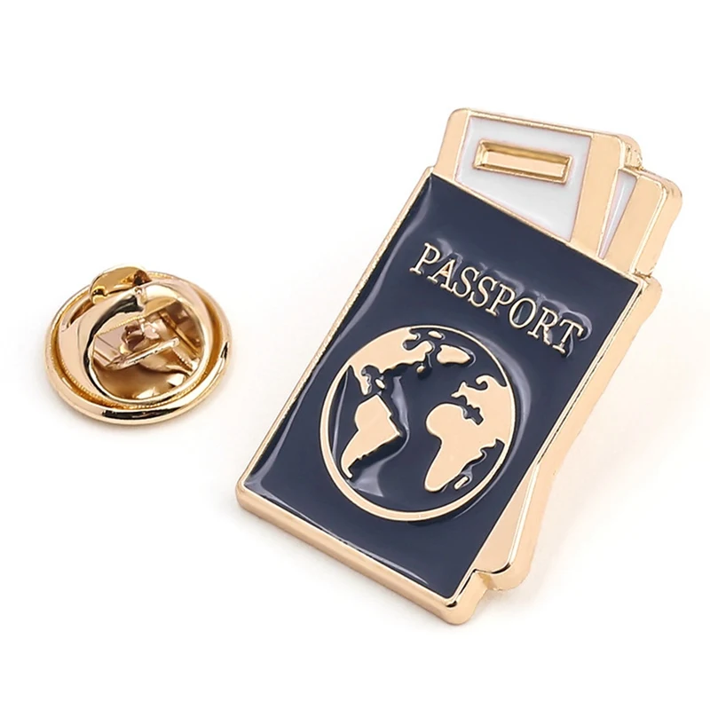 Мультфильм глобальная карта Паспорт эмаль нагрудные булавки броши Милая значок