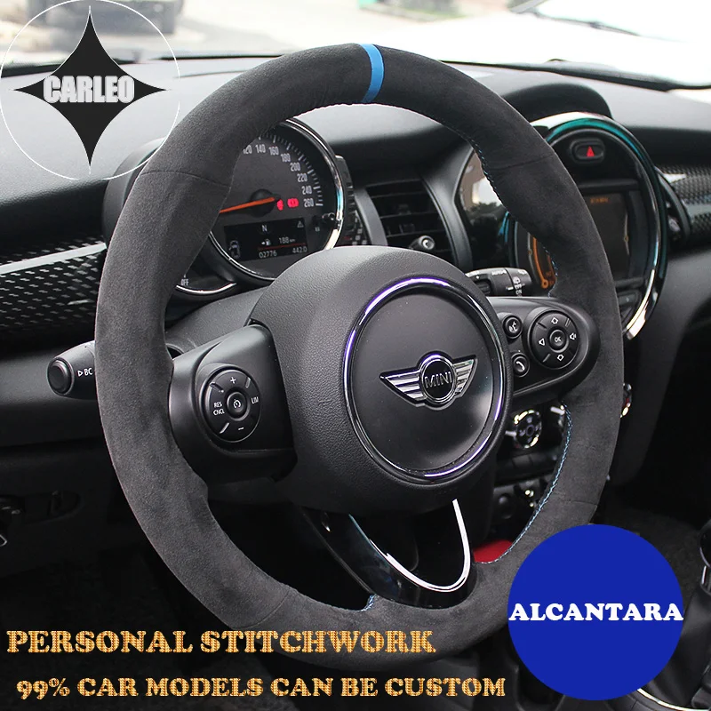 

Alcantara Car Steering Wheel Cover for Benz Smart Fortwo Forfour&BMW MINI JCW Countryman Hand Sewing Personal Stitchwork on Wrap
