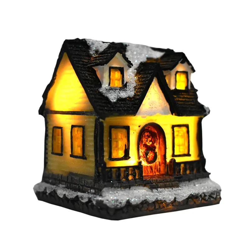 

Nordic Dreamy Snow Scene House Children's Gifts Christmas Decorations Luminous Cabin with Lights European Christmas Ornaments
