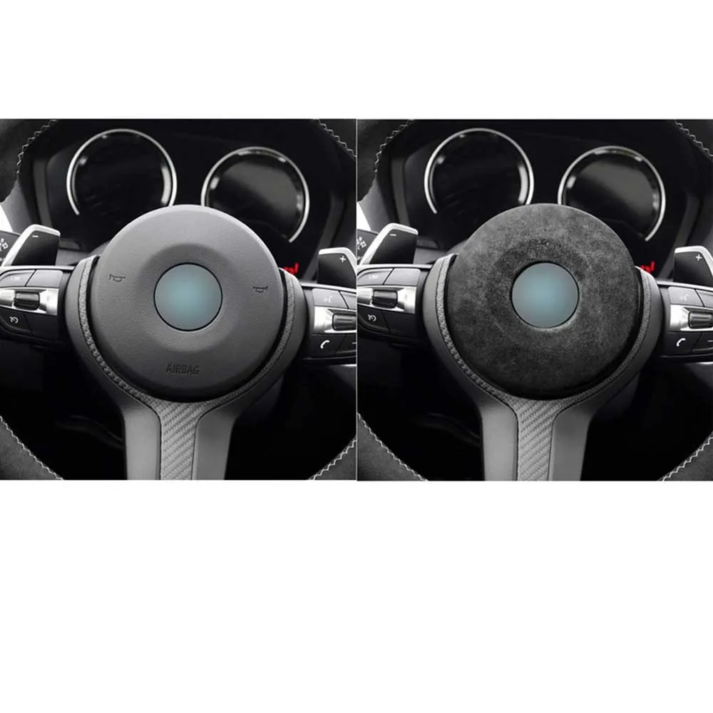 Автомобильная подушка безопасности на руль черно-серая декоративная для BMW F