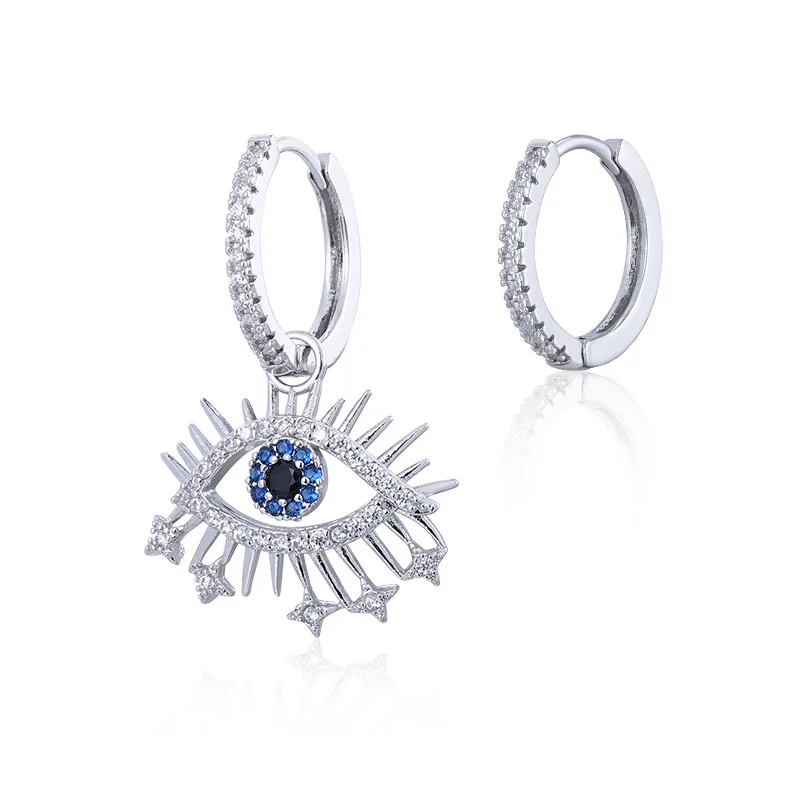 Глаз дьявола асимметричные серьги из медного сплава с инкрустацией цирконом модного женского украшения в подарок.