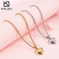 kalen fashion minimalist smooth heart shaped pendant necklace silver color cute charm necklace for women jewelry