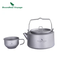 boundless voyage outdoor camping titanium 1l kettle with folding handle filter ultralight big capacity pot tea mug coffee cup