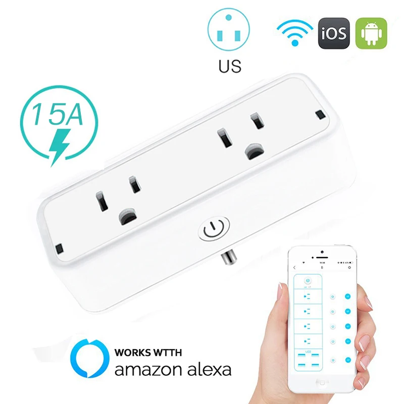Электрическая розетка Smart Plug Wi Fi США 15A сроки магазином розничной торговли при Tuya