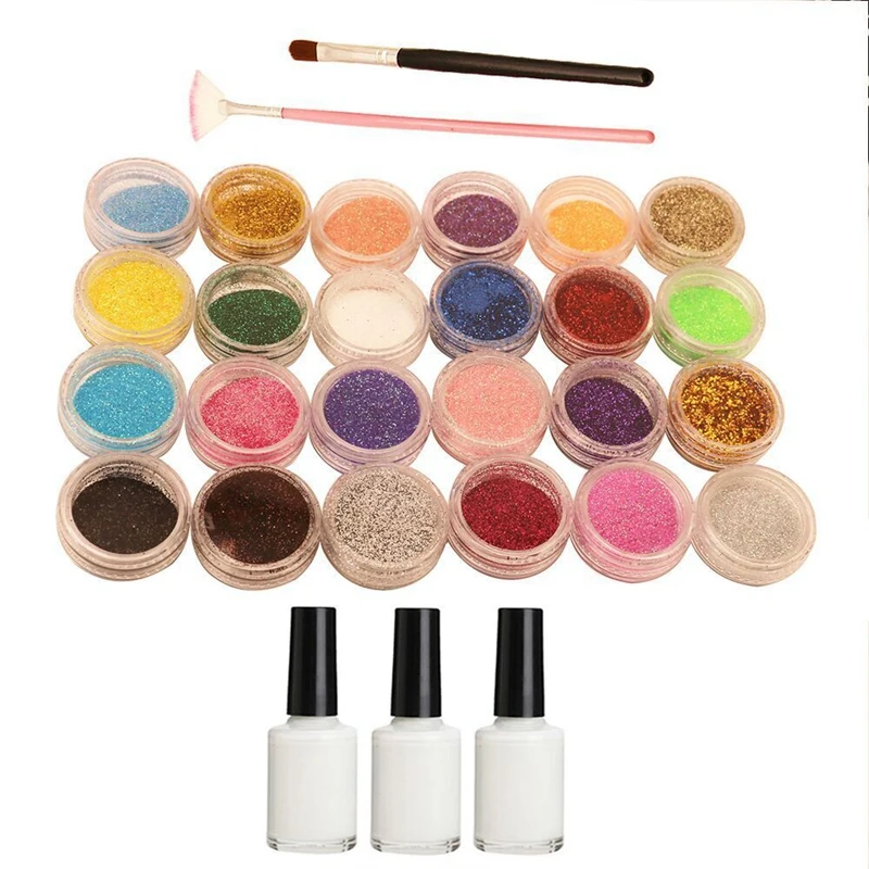 

24 Color Glitter Semi-Permanent Small Tattoo Glue Multicolor Glitter Tattoo Powder Temporary Tattoo Body Painting Kit