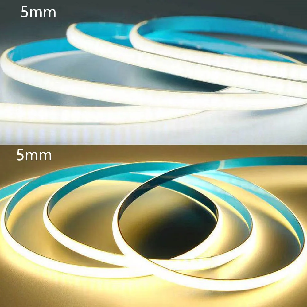 

5mm Super Thin COB Led Strip 384LEDs/m Soft Flexible DC12V 24V LED Light Bar for Decor Lighting 3000K 4000K 6000K