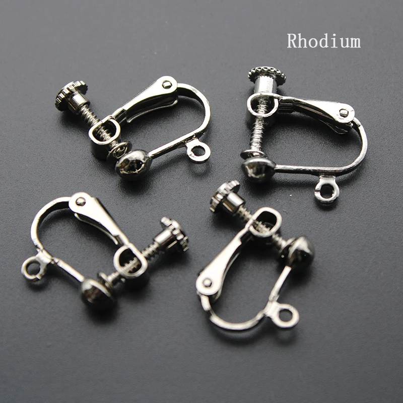 rhodium 20 шт./лот, медный материал, зажим для ушей, сделай сам, ручная работа, серьги, фурнитура для ювелирных изделий, запчасти, Z1056 - Цвет: rhodium