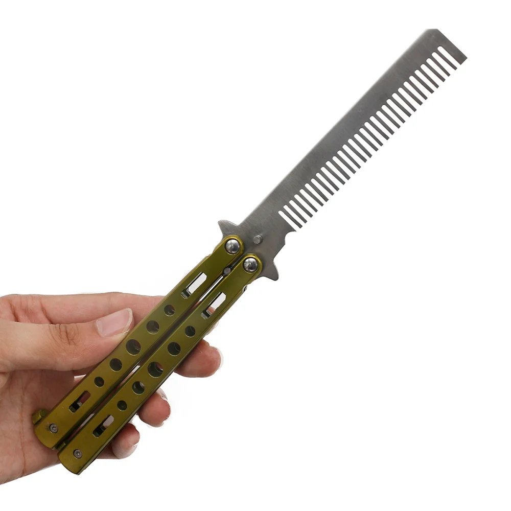 

Professional Salon Stainless Steel Folding Practice Training Comb Comb Trainer for Beginner (Golden)