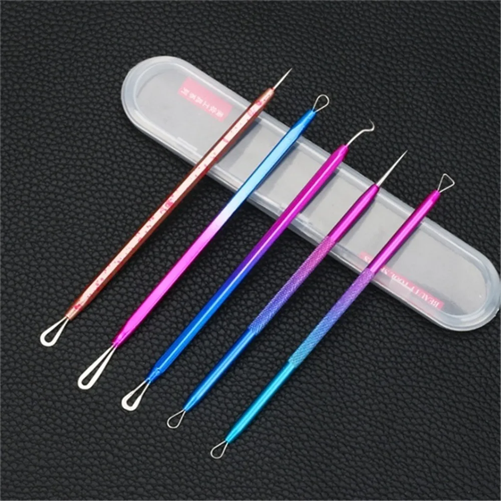 

5Pcs/Set Acne Blackhead Pimple Remover Needles Stainless Steel Pimple Spot Extractor Cleaner Squeezing Acne Remover Care Tools