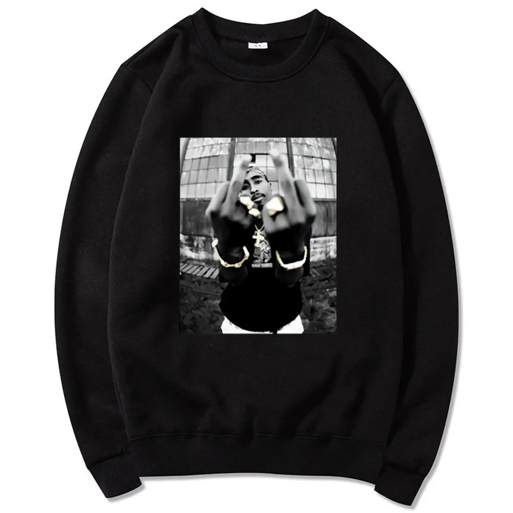 

2pac Tupac Shakur Casual Loose Streetwear Men's Fashion Hiphop Rap Star Cool Sweatshirt Long Sleeve Cotton Retro