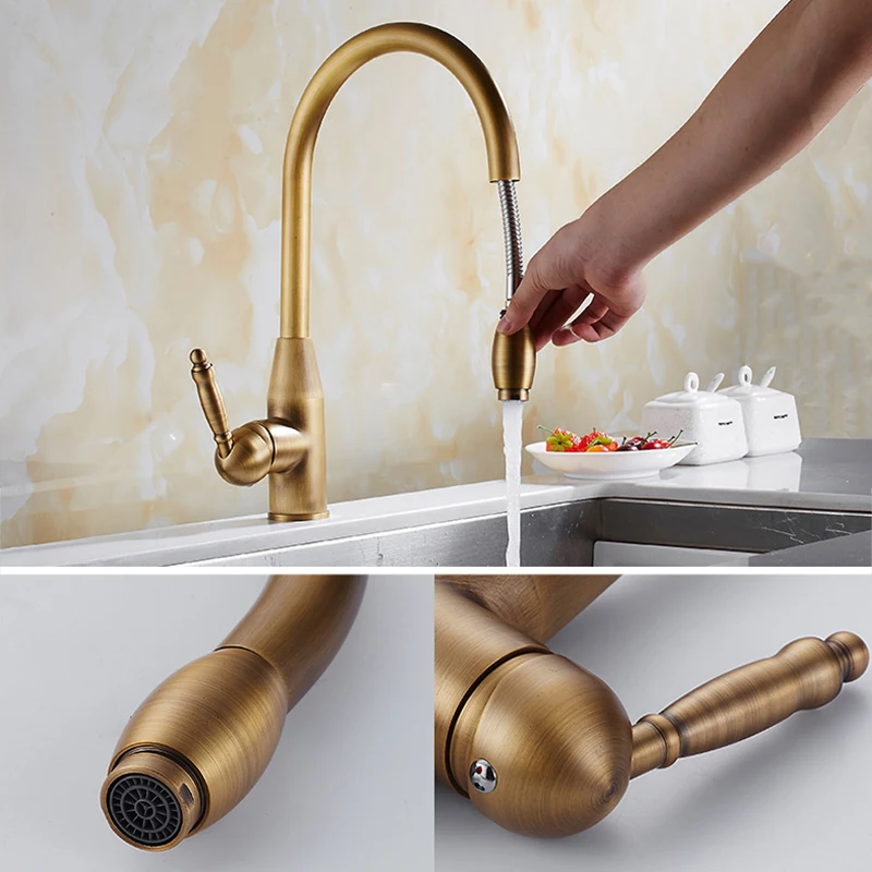 

Antique Bronze Kitchen faucets 360 Rotate Swivel Faucet Hot Cold Water Tap Mixer Kitchen Sink Faucet ELK331