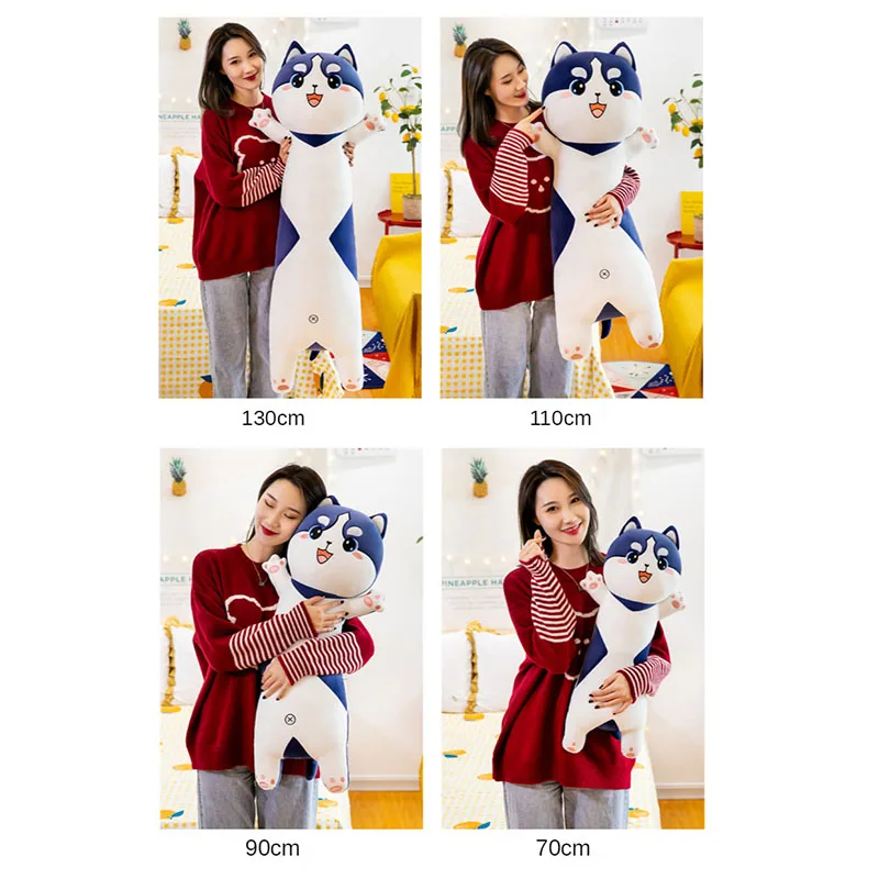 

130cm Cartoon Big Plush Animal Husky Doll Pillow Stuffed Soft Dog Baby Plush Toys Sofa Sleeping Cushion Child Birthday Gift