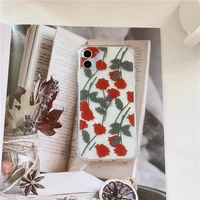 retro summer sweet romantic rose phone case for iphone 12 11 pro max xr xs max 7 8 plus 12 mini 7plus case cute clear soft cover