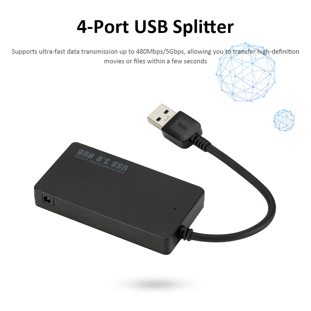 

Power Supply Interface USB Hub Connector USB 3.0 Hub 5Gbps 4-Port USB Splitter for PC Laptop Desktop Computer Accessories