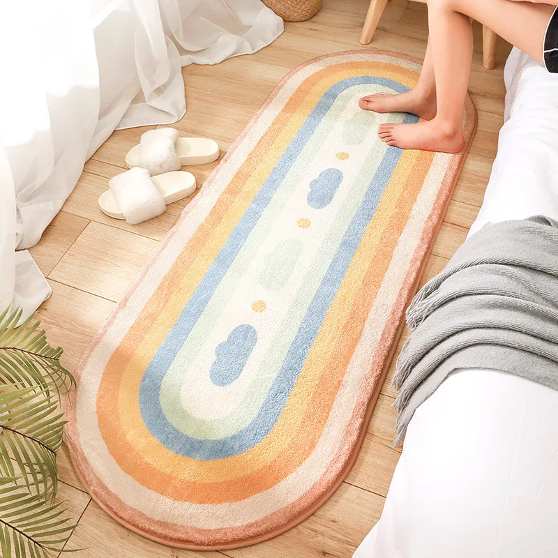 

Modern Geometry Soft Long Carpet For Bedroom Bedside Non slip Tatami Floor Mat Cashmere Home Living Room Area Rugs Carpets