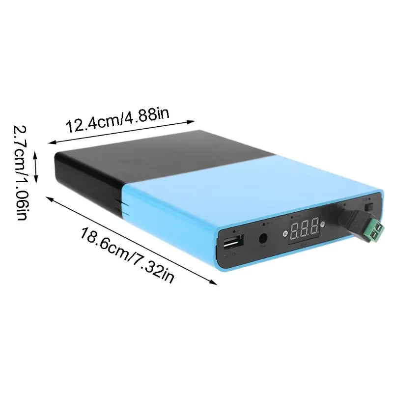 

USB 5.5x2.1mm 12V-24V Adjustable Output 12x 18650 Batteries DIY Power Bank Box for Laptop Mobile Phone Router Tablet LED