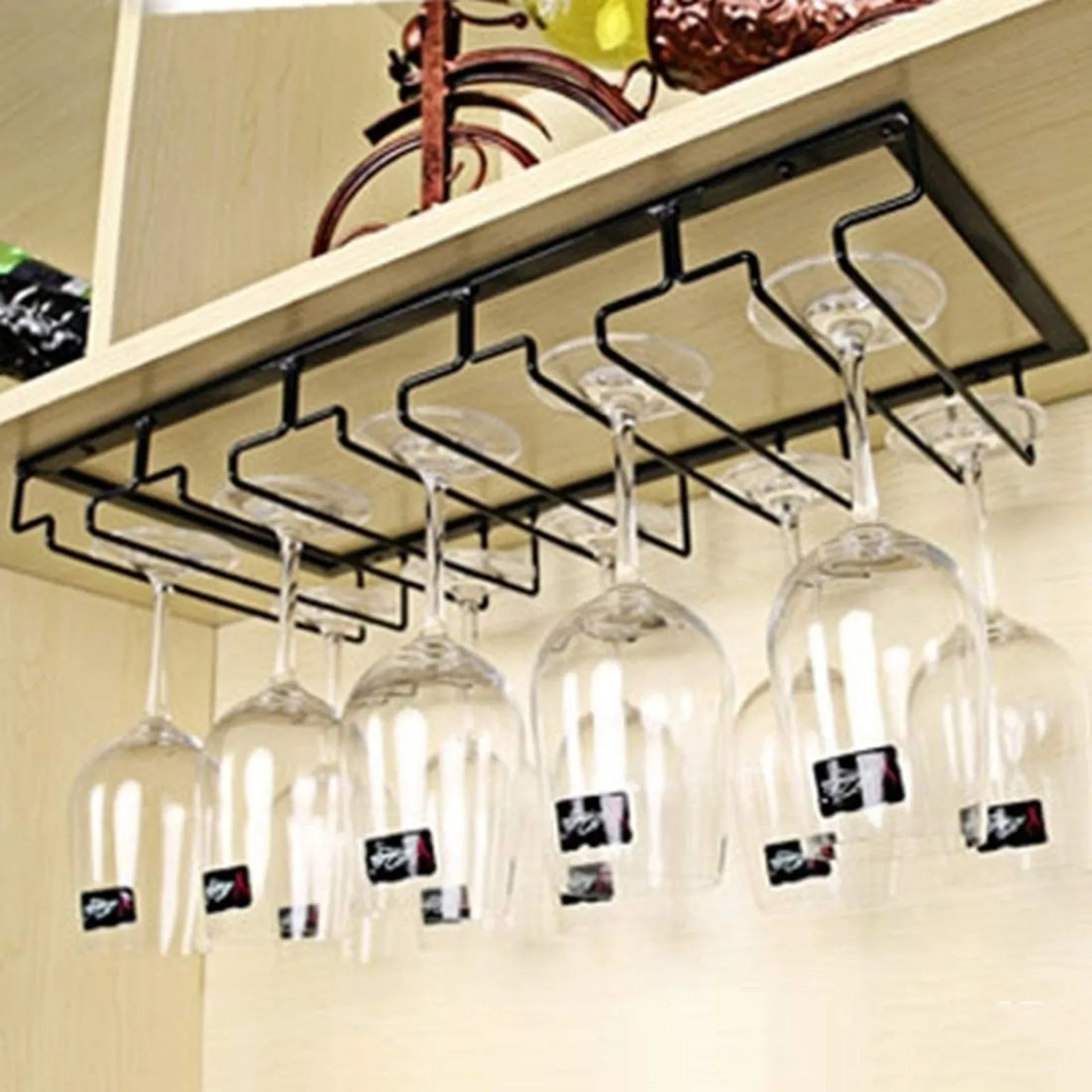 

Red wine upside down goblet Five slot upside down Rack Hanging Plug-In Cup Holder 5 Slots Iron Creative Hanging Cup Holder c50