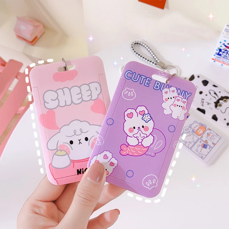 

Women Men Business Card Holder Cartoon Cute Retractable Credit Card Holders Bank ID Holders Badge Child Bus Card Cover Case