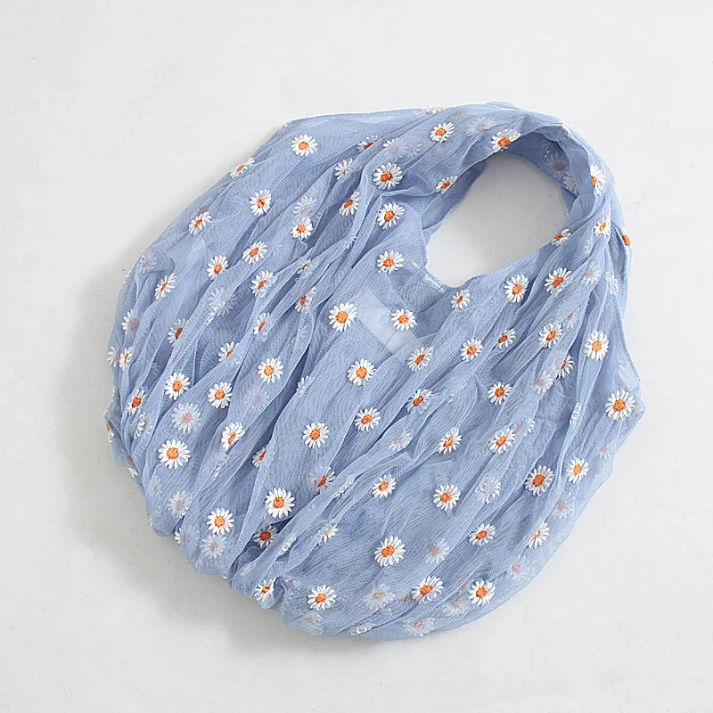 Весенняя женская Маленькая прозрачная сумка тоут из сетчатой ткани с вышитой