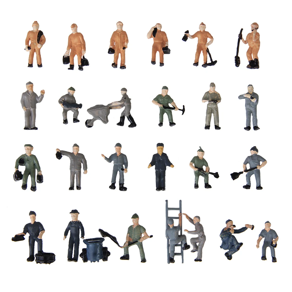 25pcs Railway Worker Train Painted Figures 1:87 HO Scale Scenery Micro Landscape Miniature | Игрушки и хобби