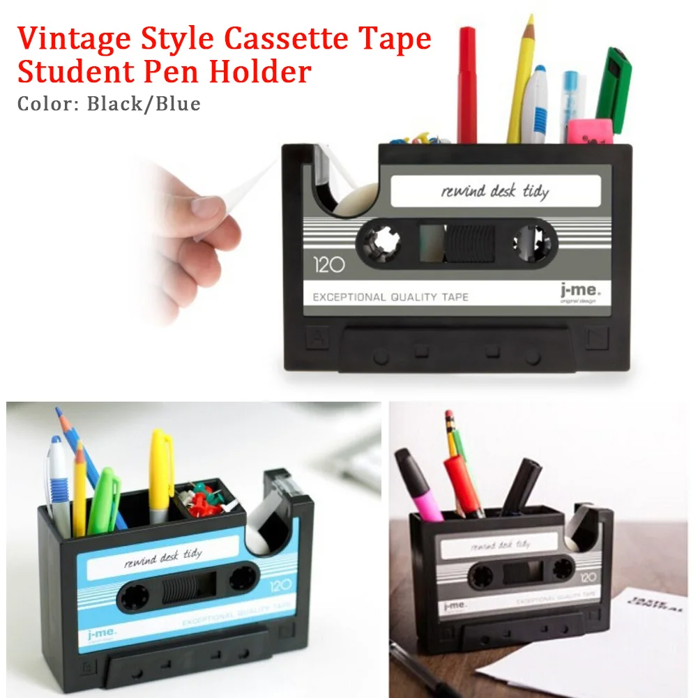 

Pen Holder Stationery Multifunctional Desk Container Organizer Student Practical Cassette Tape Pencil Gift Dispenser Home Office