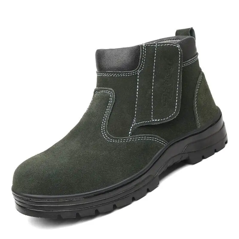 Мужские защитные ботинки большого размера для сварки рабочие из мягкой кожи со