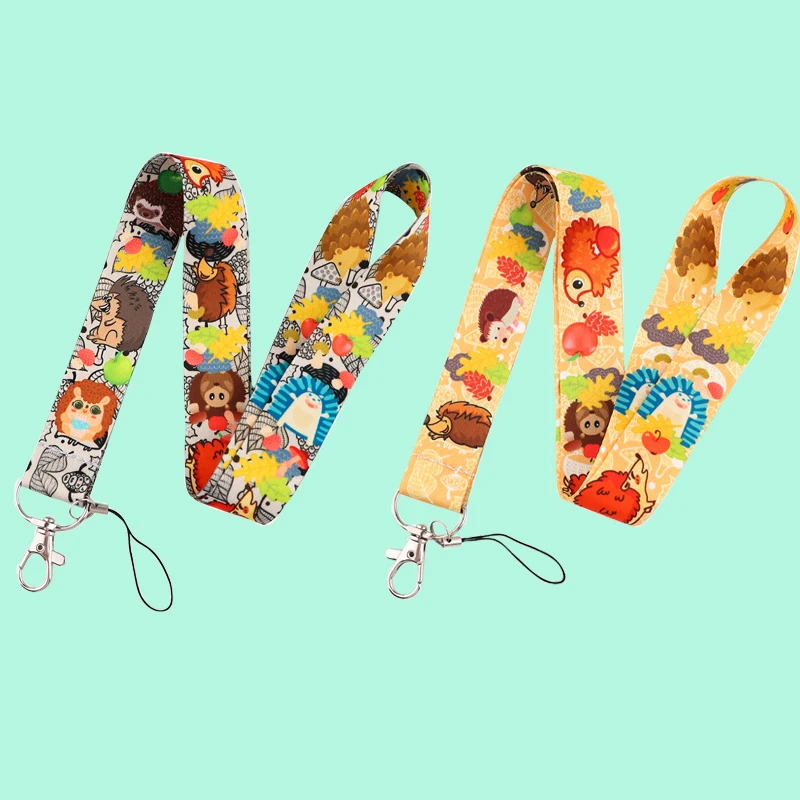 

20pcs/lot G2121 Cartoon Hedgehog Lanyard Keychain keys Badge ID Mobile Phone Rope Lanyard With Card Holder Cover
