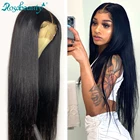Rosabeauty glueless 28 30 дюймов 13х6 прозрачные кружевные передние человеческие волосы парики бразильские Прямые фронтальные парики для черных женщин