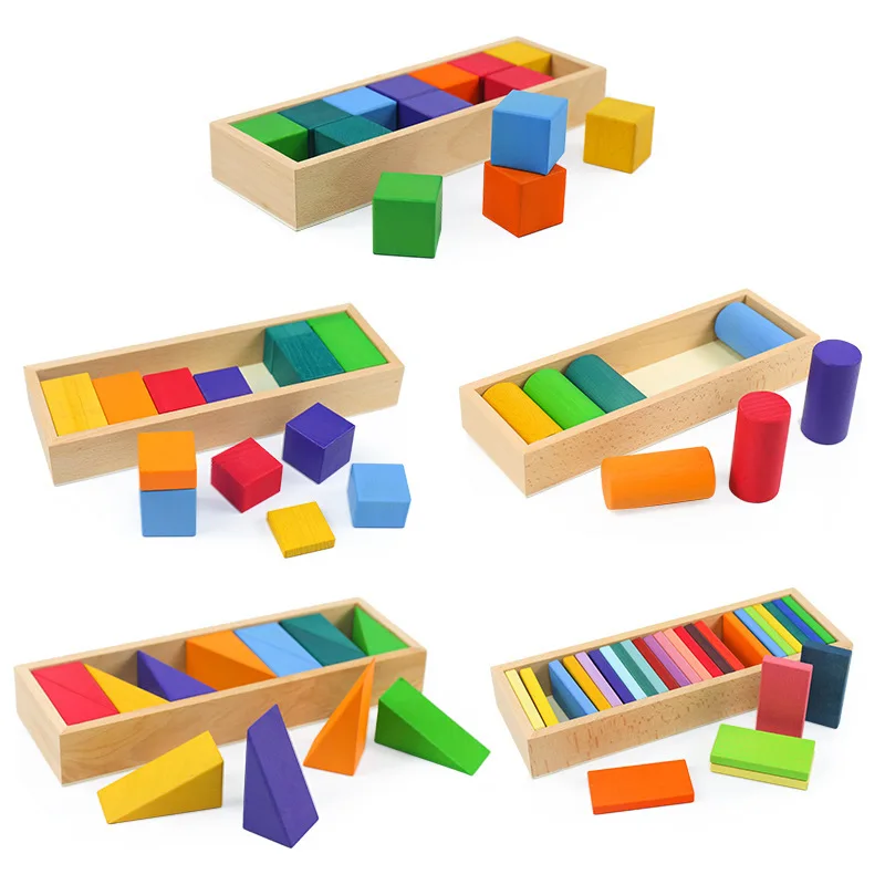 

Children Montessori Education Wooden Rainbow Building Blocks Baby Shape Cognition Creativity Collage Stacking Toys Gifts
