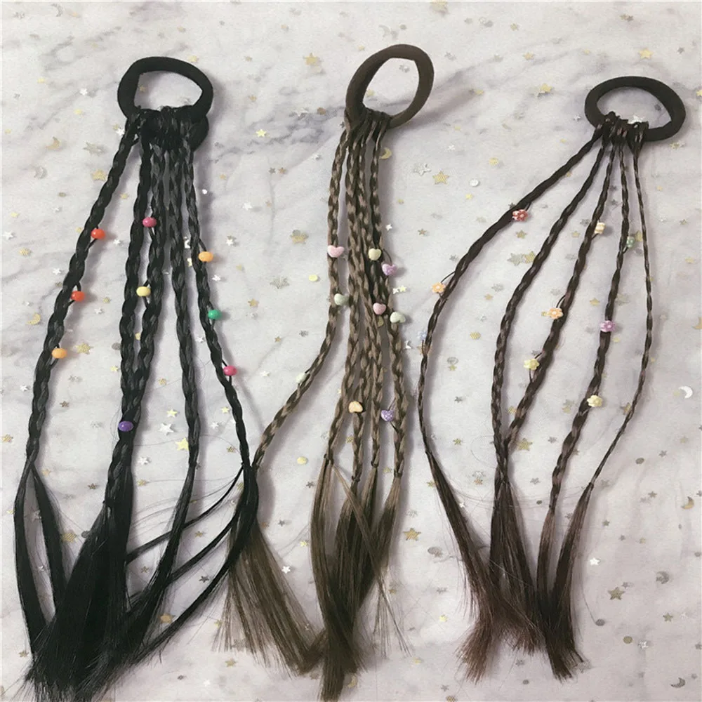 

1pc Hot Sale Children Wig Braids Multi-color Mini Clip Kids Elastics HairBands Girl Cute Hair Accessories Korean Style Hair Rope