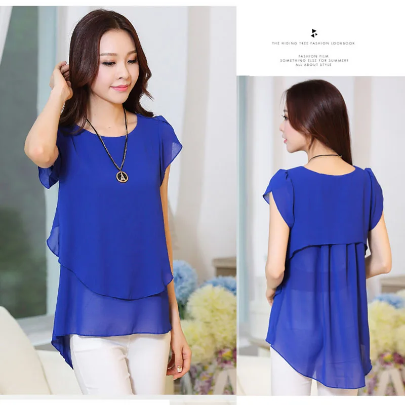 Женская блузка рубашка летняя шифоновая трендовая 5XL 2021 новинка короткий рукав
