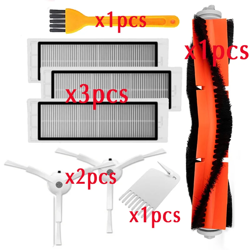 8pcs-set Разделочная ткань Hepa фильтр боковая круглая щетка подходит для Xiaomi Roborock робот S50 S51 пылесос запасные части наборы - Цвет: 8pcs-set