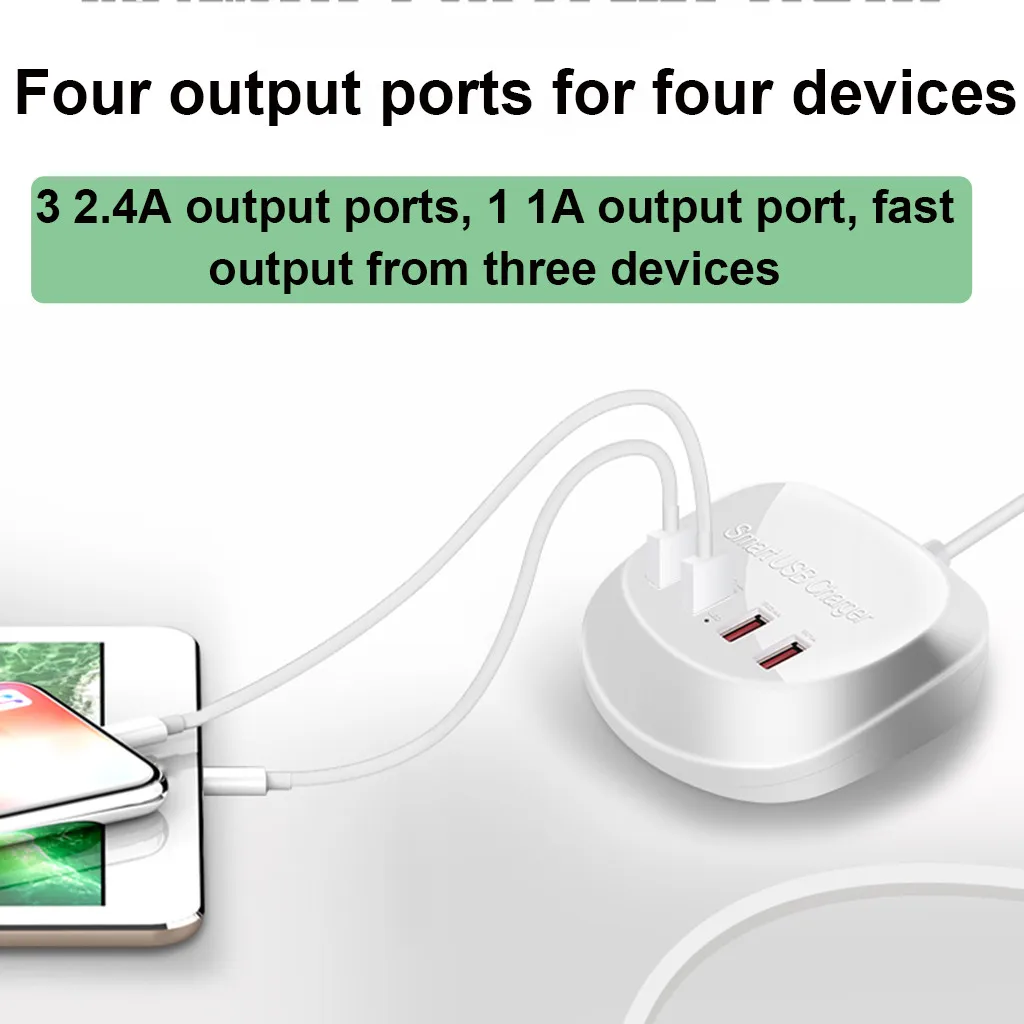 4 Порты и разъёмы 2.4A зарядное устройство с быстрой зарядкой, USB Зарядное устройство магазином розничной торговли при электрическая розетка с USB док-станция для iPhone X/8/8 Plus ЕС штепсельная вилка американского стандарта Великобритании штепсельная вилка австралийского стандарта