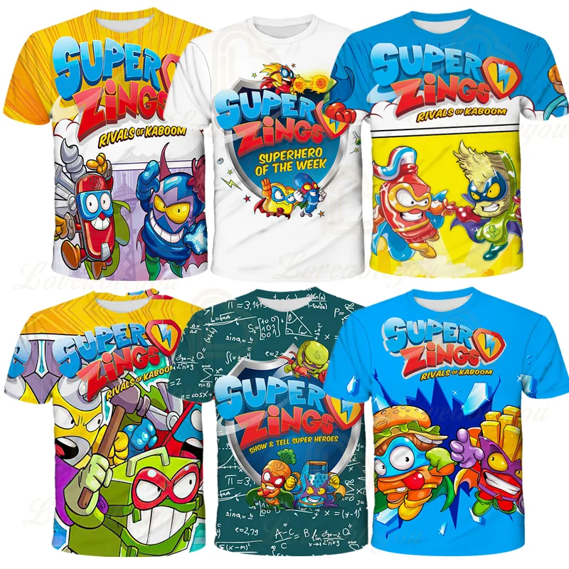 

Cartoon Superzings Summer T Shirt Unisex Short Sleeve O-neck T Shirt Casual Tops Tees Boys Girls Kids Harajuku Clothing